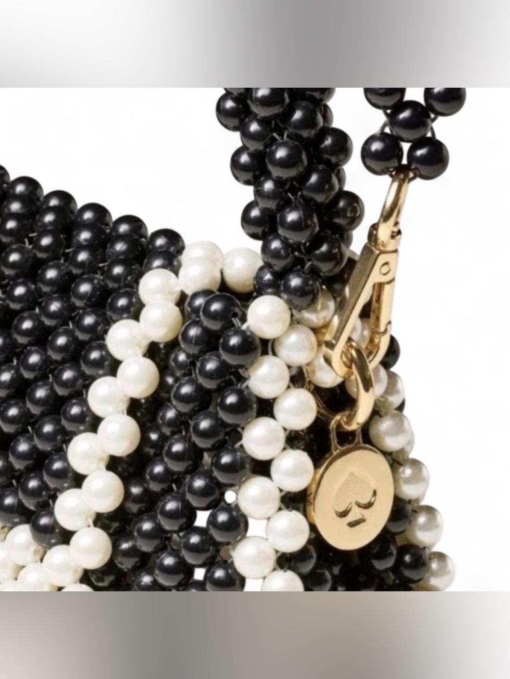 kate spade Black and White Beaded Mini Top Handle Bag - Picture 4 of 4